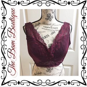 Plus Size Rhonda Shear Burgundy Pin Up Bra